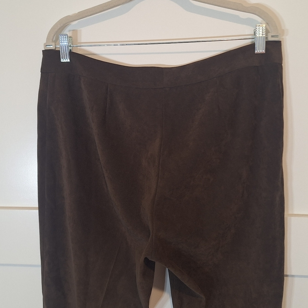 J.McLaughlin Velvet Velour Hi Waisted Trousers Pants Stretch Chocolate Brown 14 - Picture 13 of 15